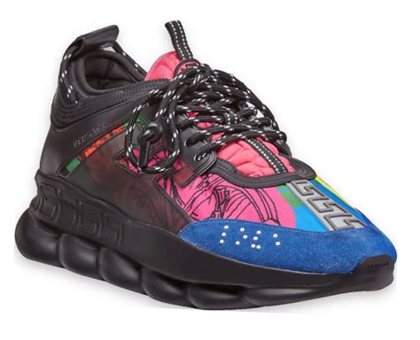 versace chain reaction black multi-color rubber|Versace chain reaction twill.